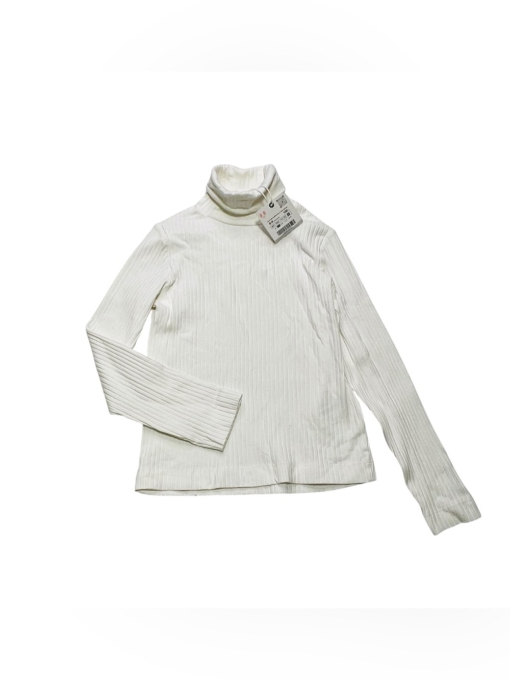Zara Cream Ribbed Turtleneck Long Sleeve‎ Top